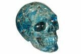 Polished, Bright Blue Apatite Skull - Madagascar #108195-1